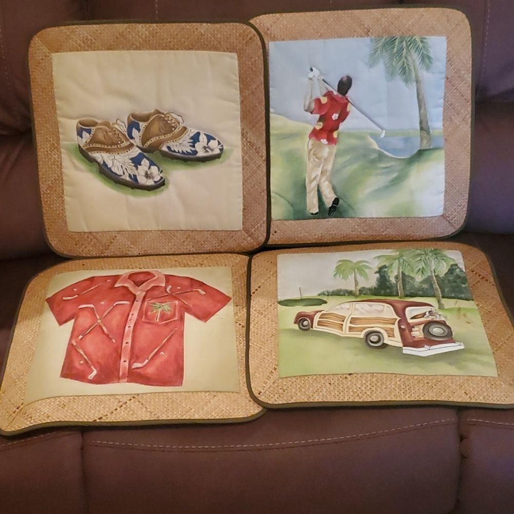 Vintage Hawaiian Pillow Shams Set of 4
